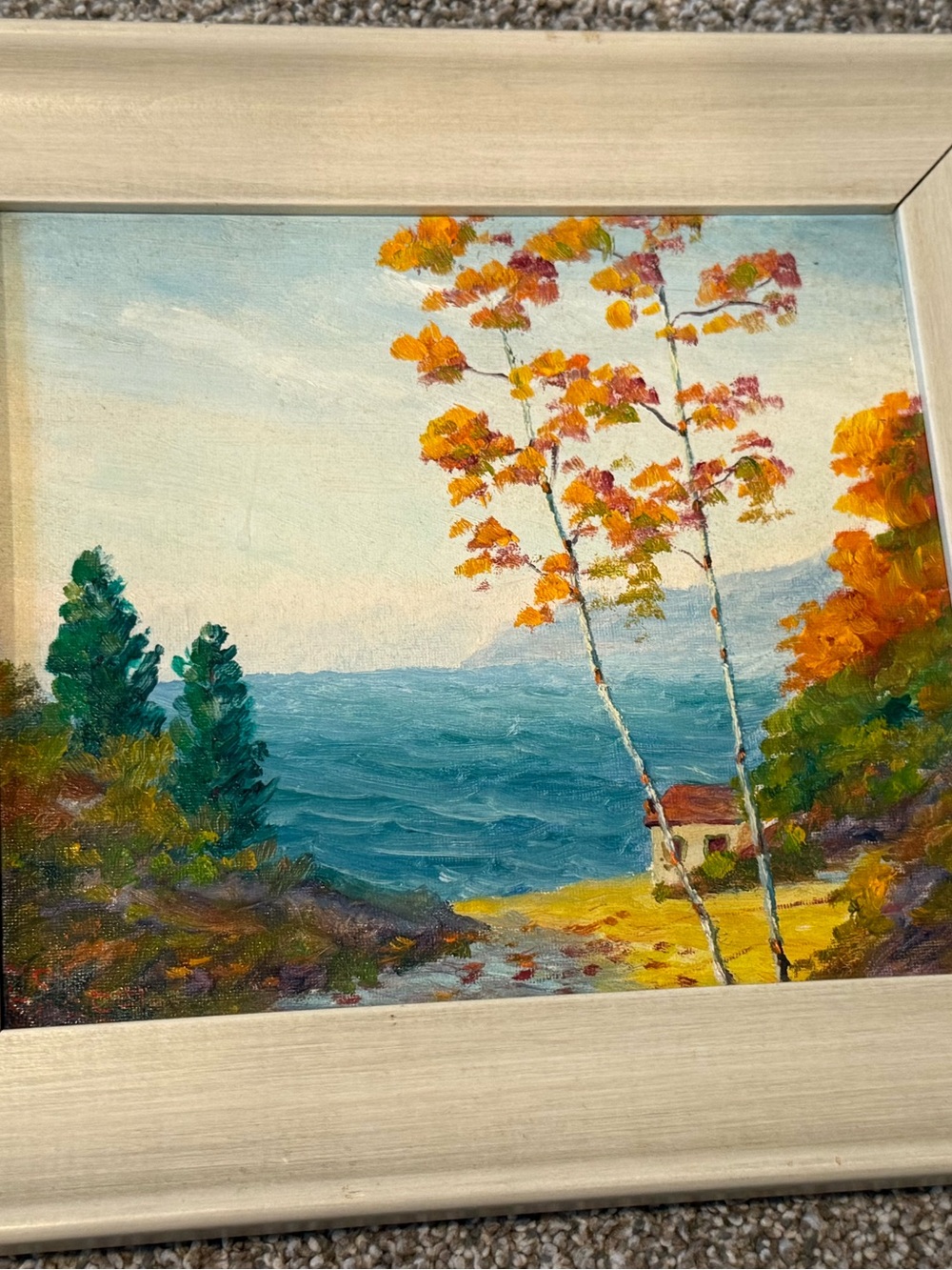 Edward M. Seager Vintage Framed Original Oil Painting, Minnesota, Lake Superior